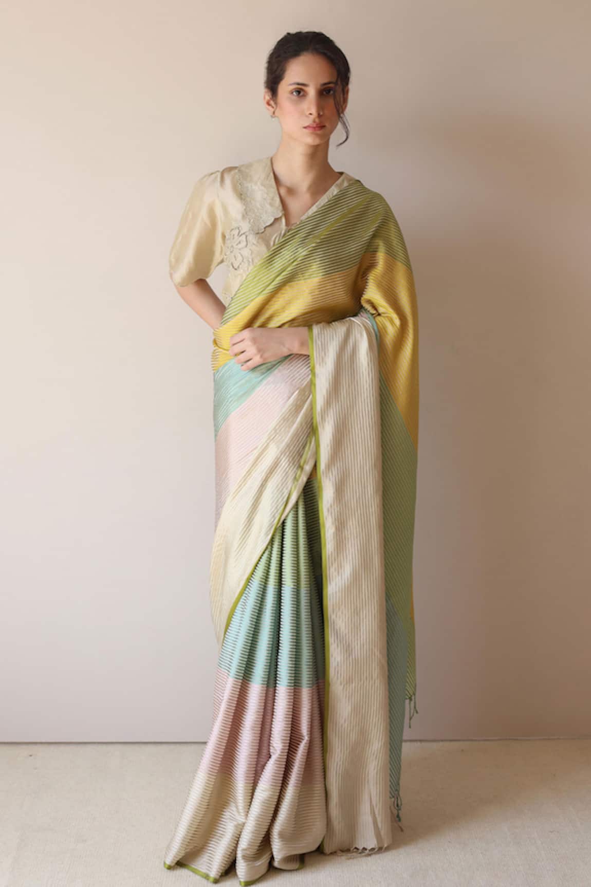 Surmaye Dawn-to-Dusk Striped Saree 