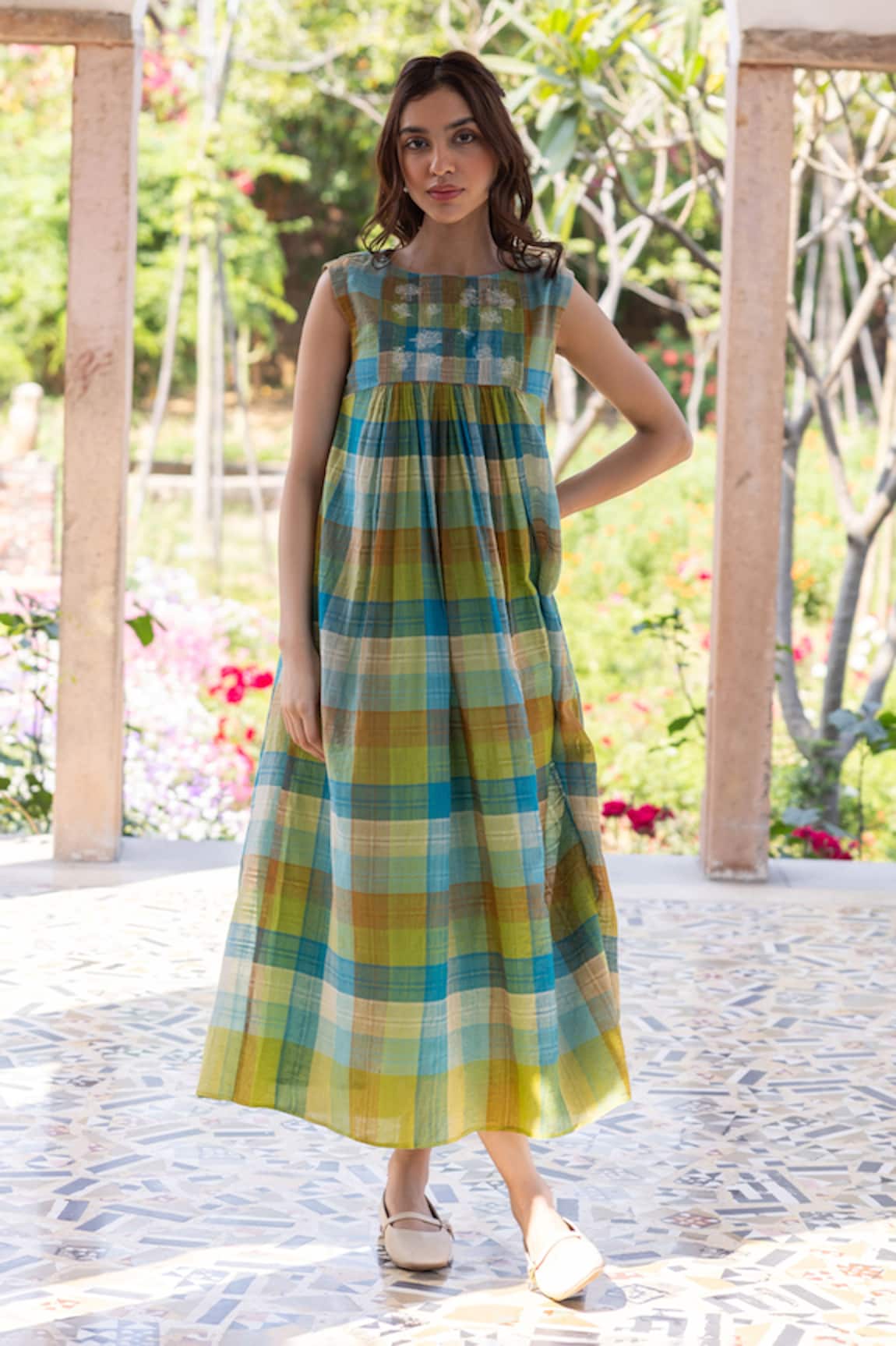 Surmaye Entwined Checkered Midi Dress 
