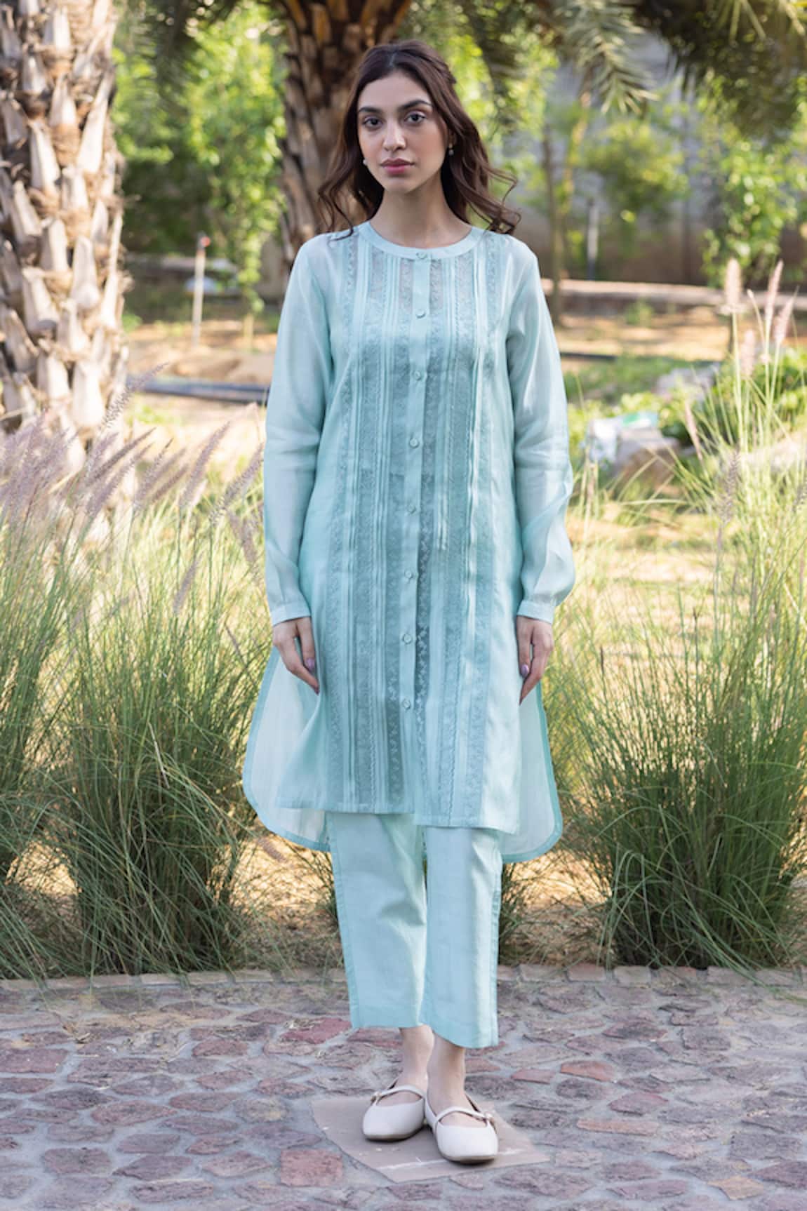 Surmaye Whispering Ivy Seafoam Kurta Set 