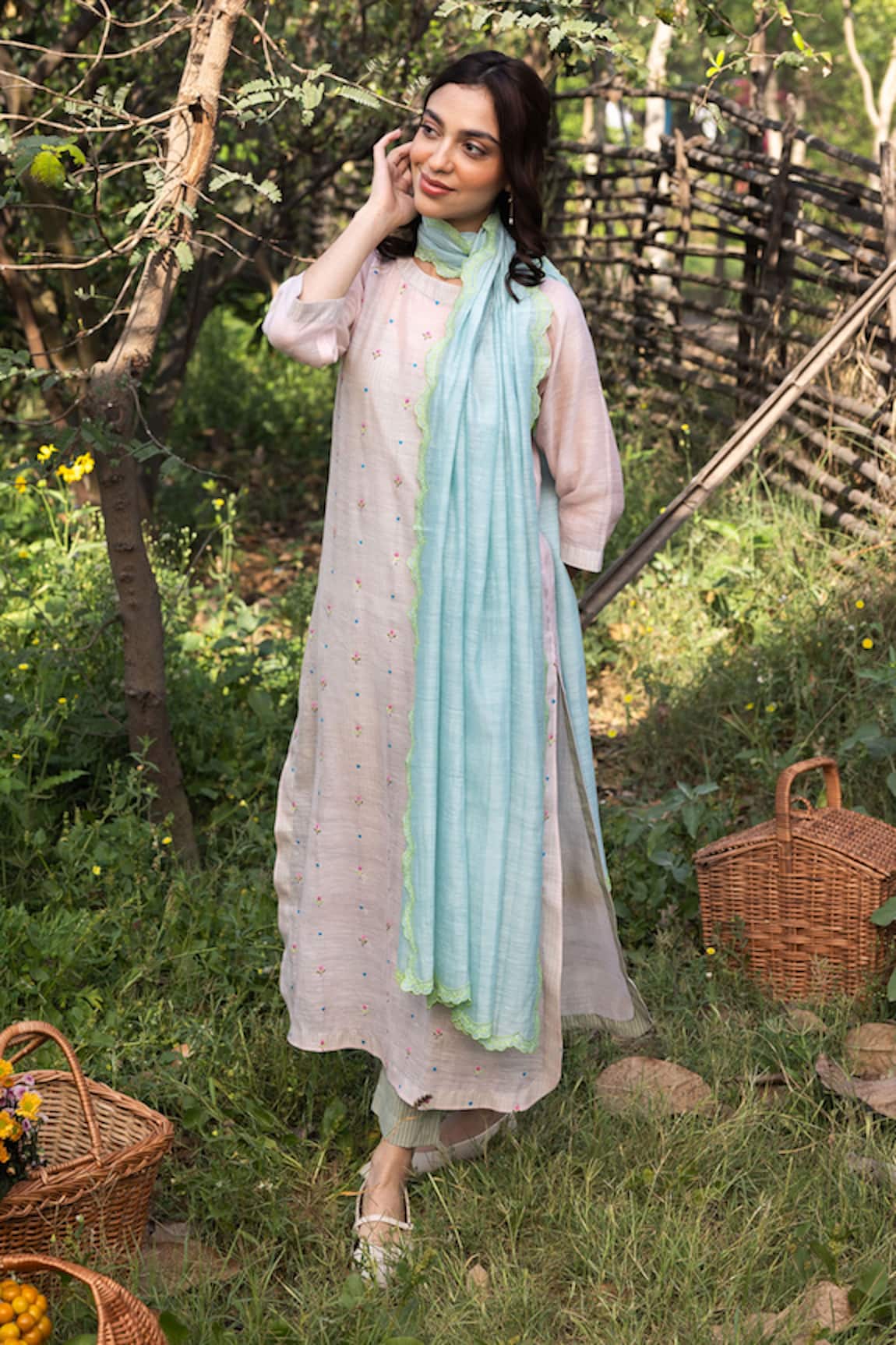 Surmaye Ethereal Silk Blue Dupatta 