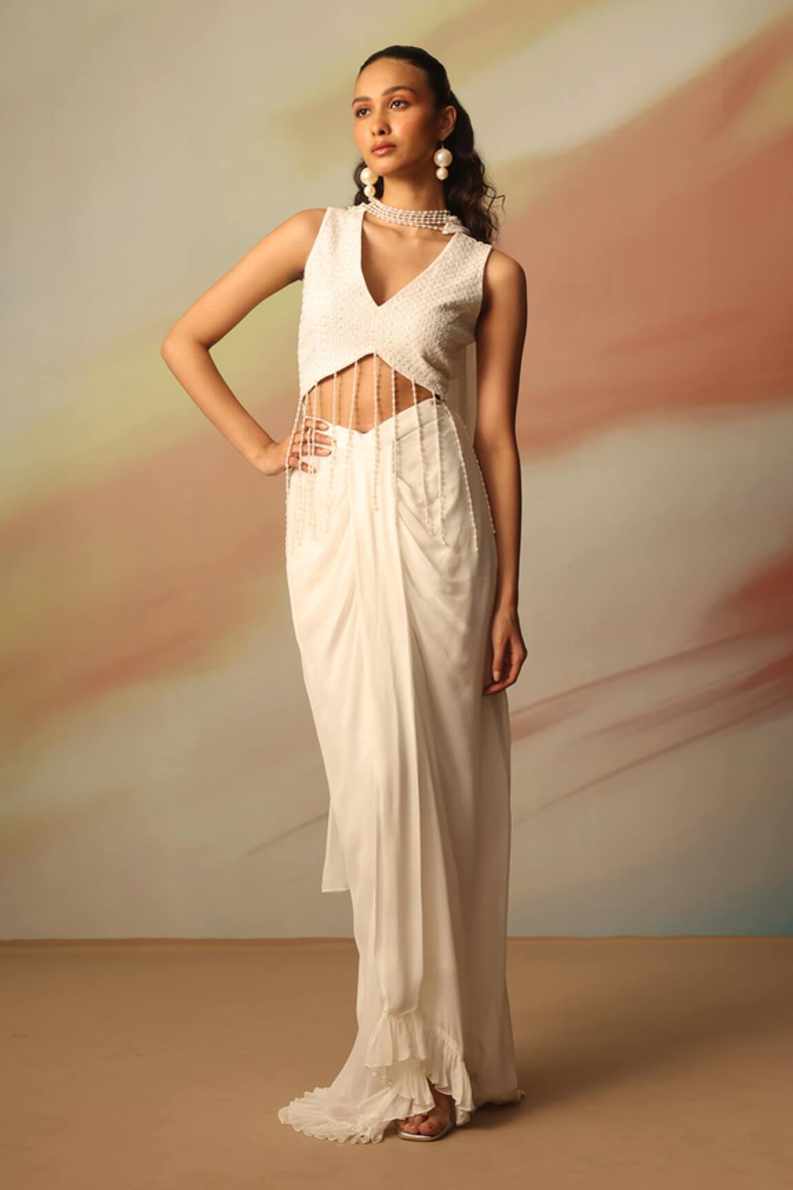 Vanshika Agarwal Label Designer Pearl Skirt Set 