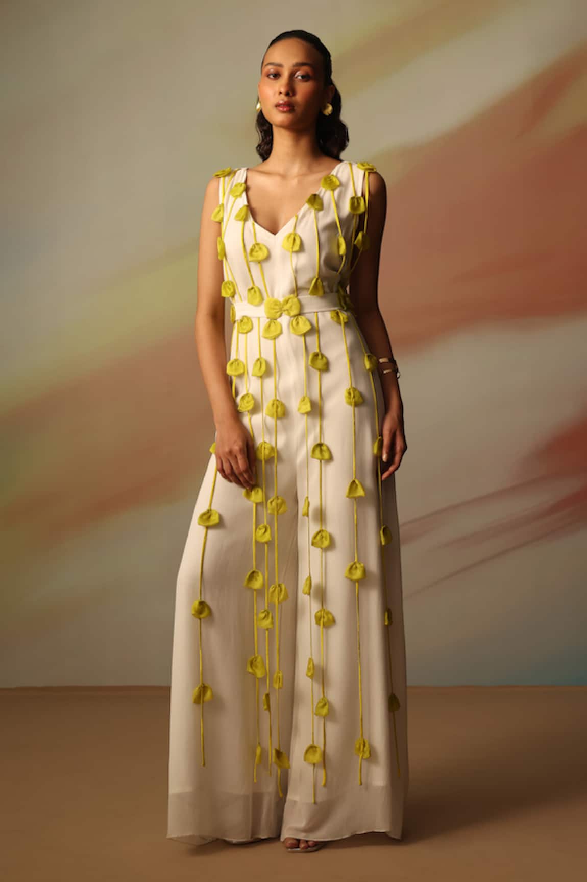 Vanshika Agarwal Label White Georgette Pixie Jumpsuit 