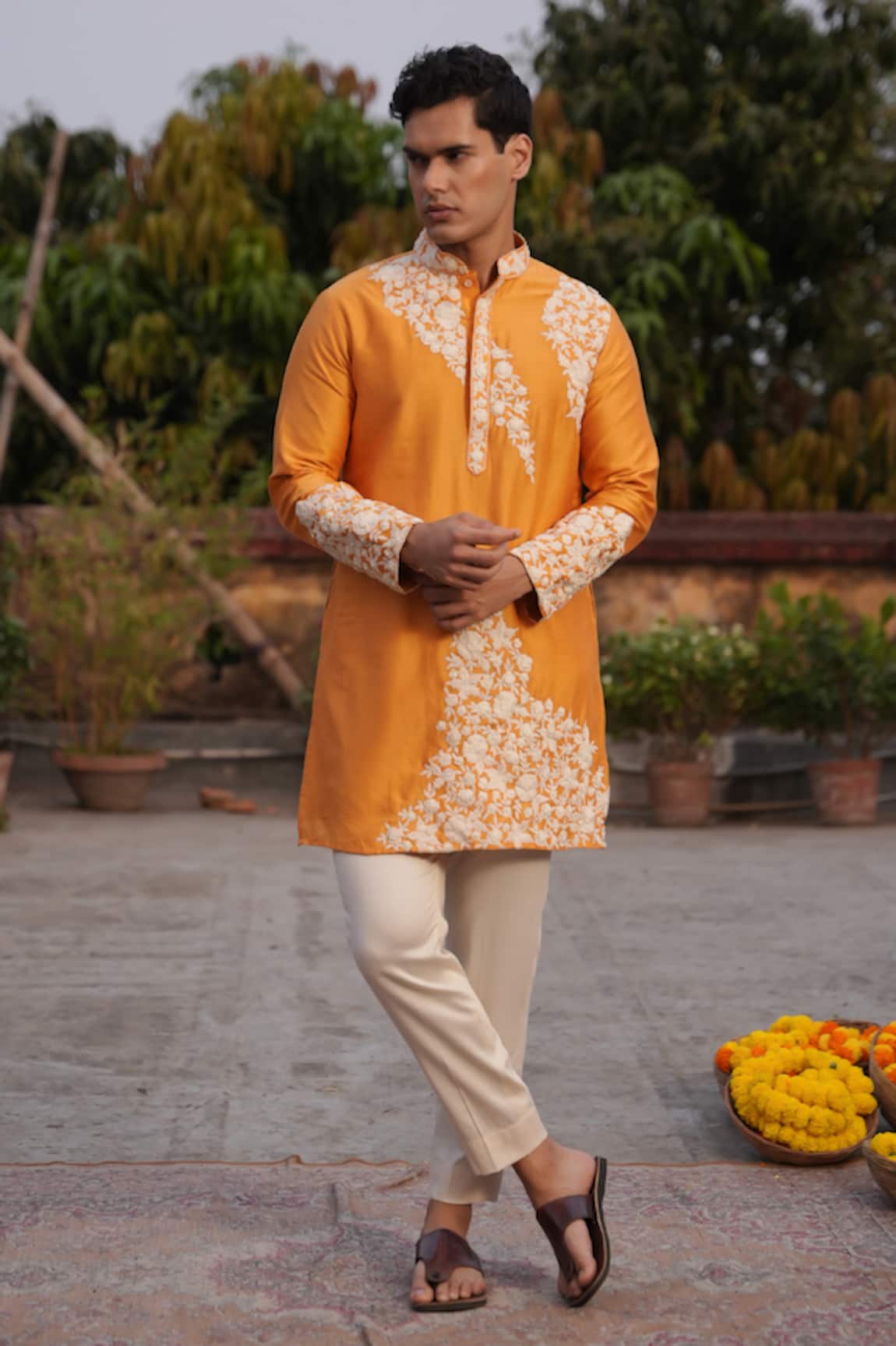 Midushi Bajoria Yellow Embroidered Kurta Set 