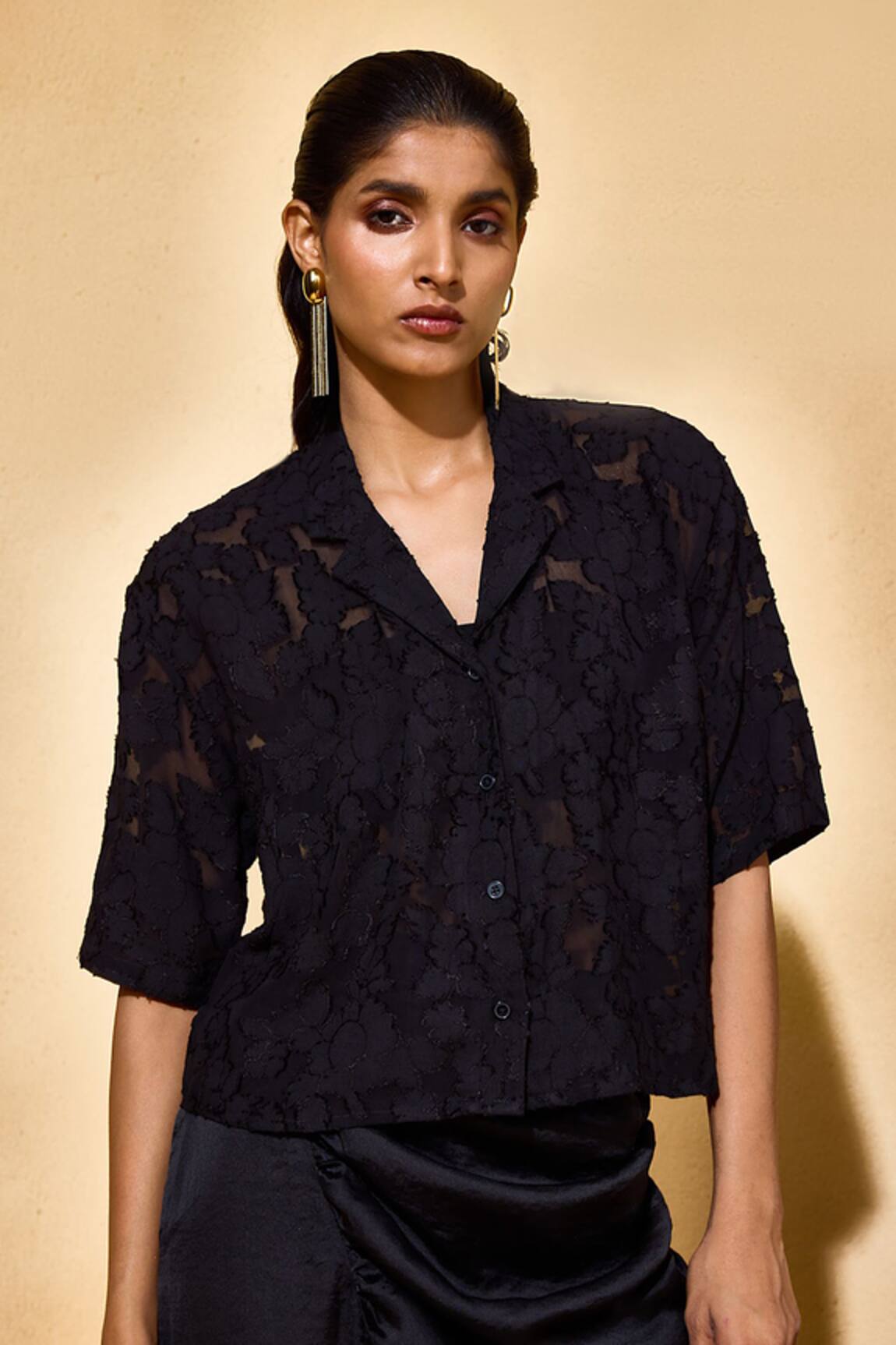 Echostudio Noir Jacquard Viscose Shirt 
