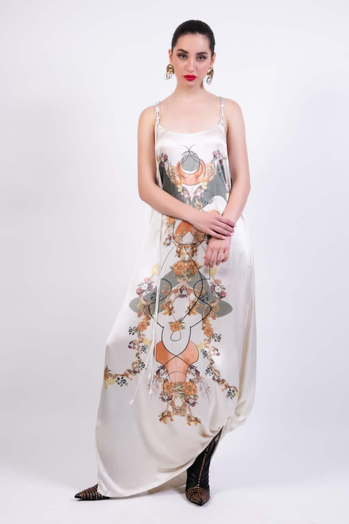 AK-OK Multi Color Satin Maxi Dress 