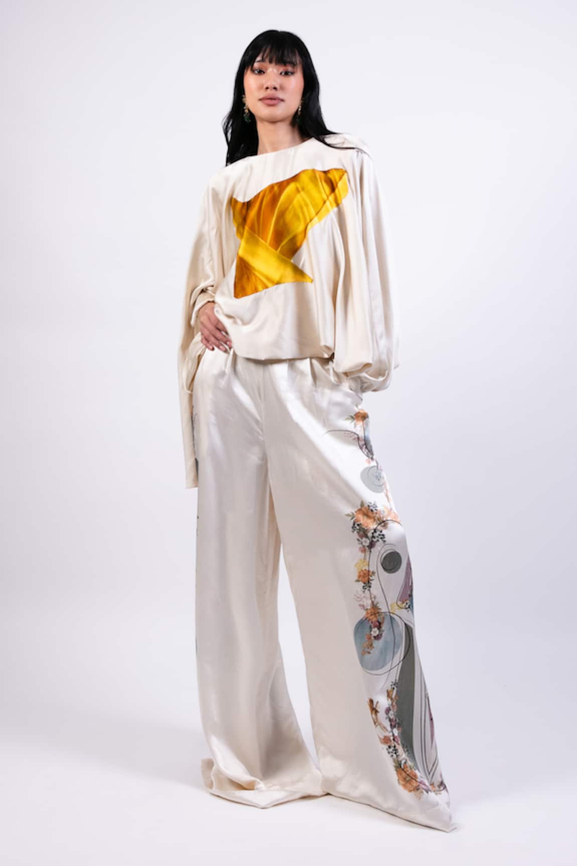 AK-OK Multi Color Satin Top & Pant Set 