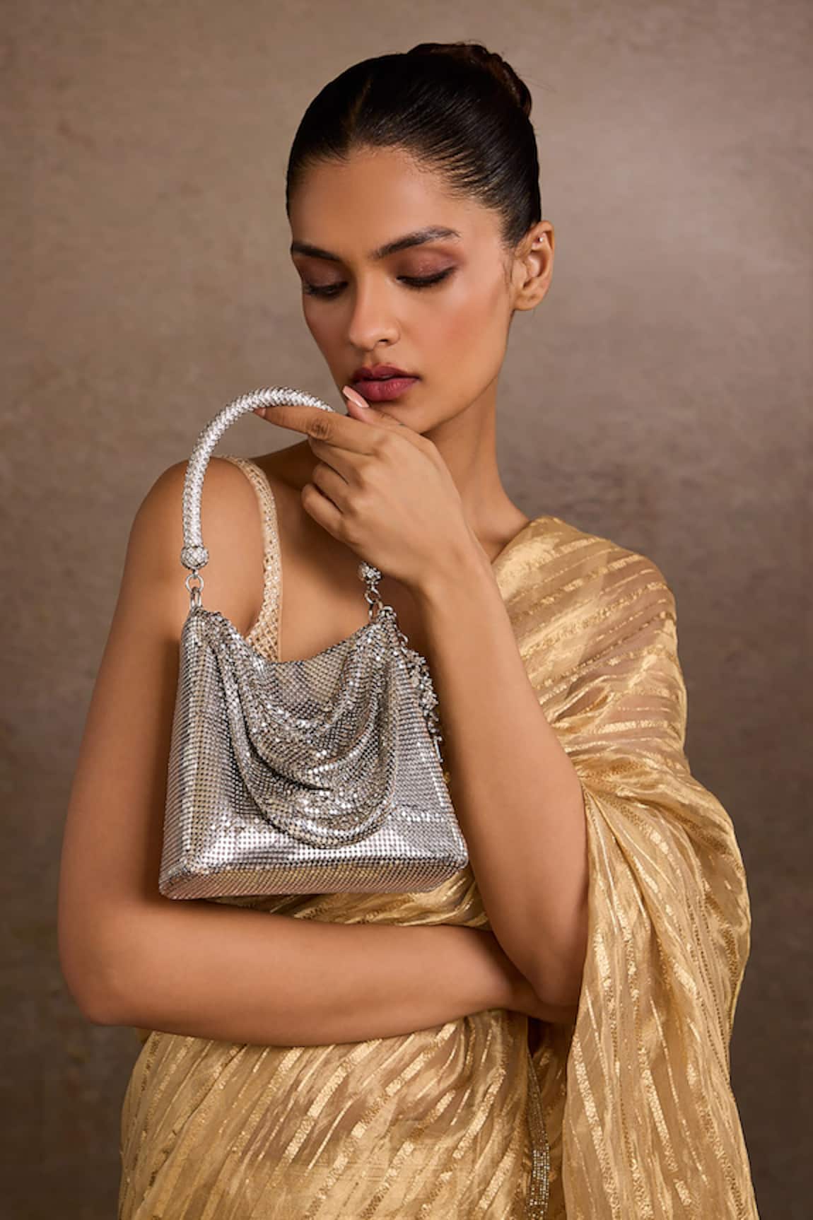 Tarun Tahiliani Silver Chainmail Handbag 