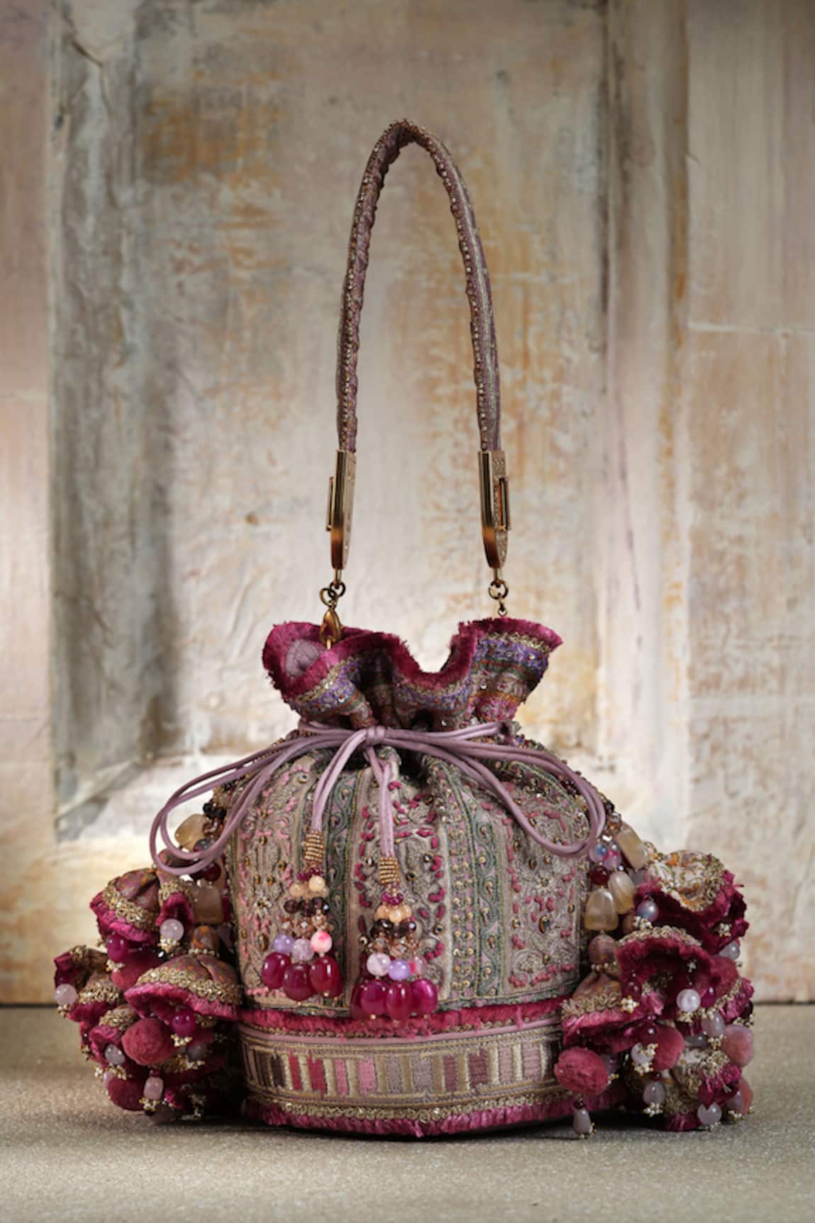Tarun Tahiliani Onion Pink Potli Bag 