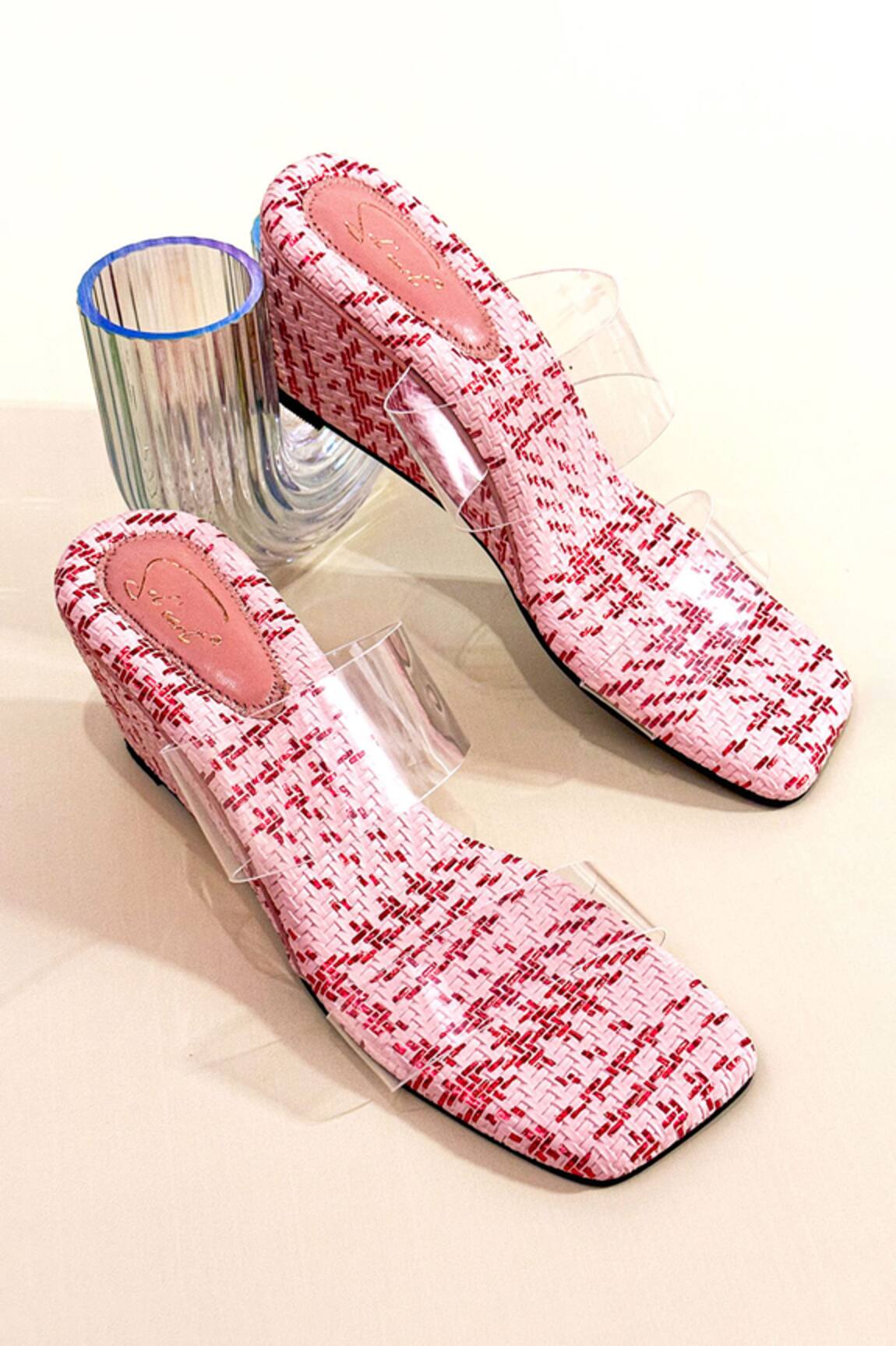 Soleart Designer Glinda Pink Wedge Heels