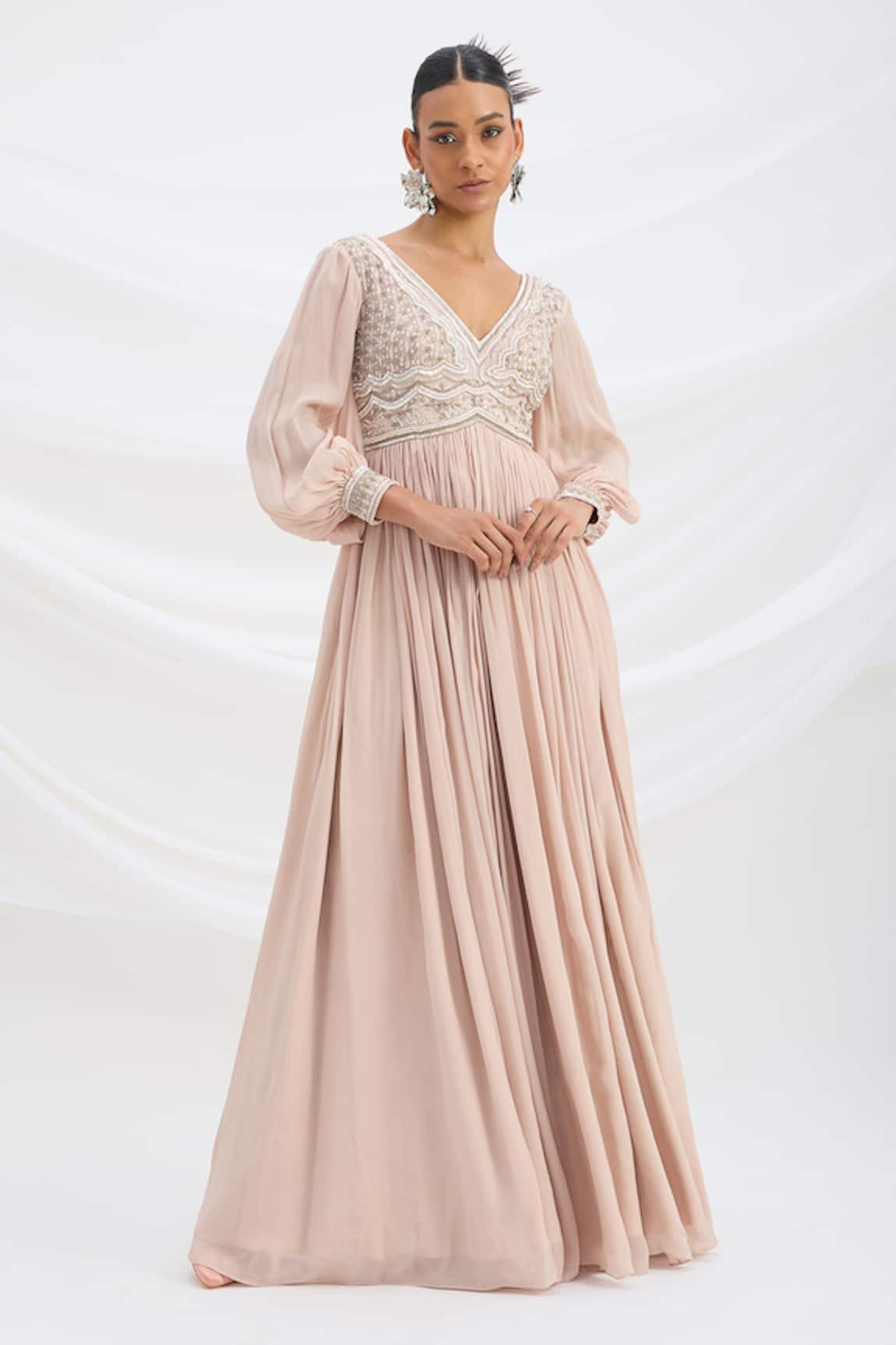 Mirroir Light Pink Chiffon Maxi Dress 