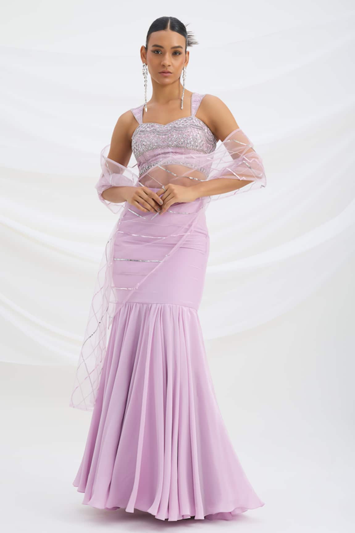 Mirroir Lilac Purple Designer Lehenga Saree 