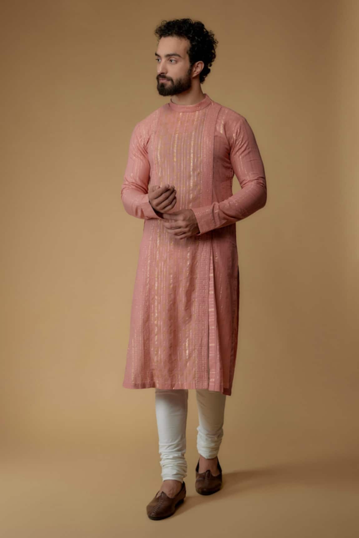 Ritambh By Rishi & Sachin Salmon Pink Designer Kurta 