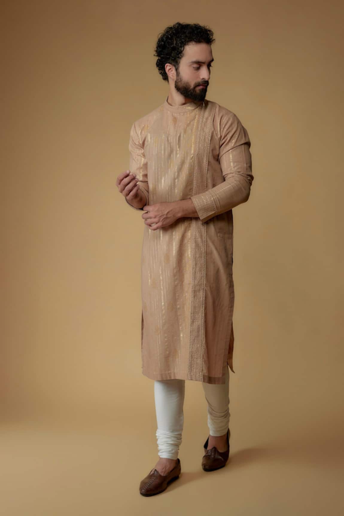 Ritambh By Rishi & Sachin Tan Brown Designer Kurta 