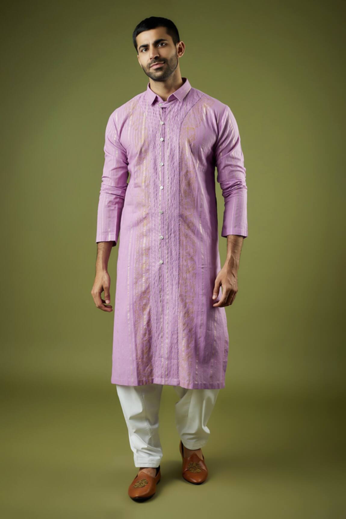 Ritambh By Rishi & Sachin Designer Purple Cotton Lurex Kurta 