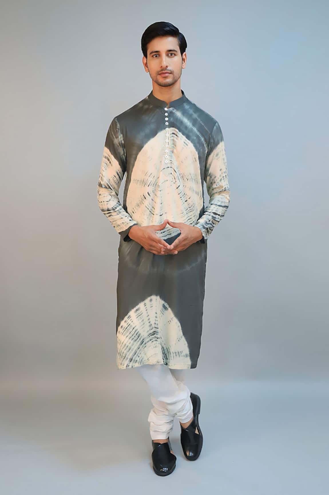 Ritambh By Rishi & Sachin Green Tie-Dye Silk Modal Kurta 