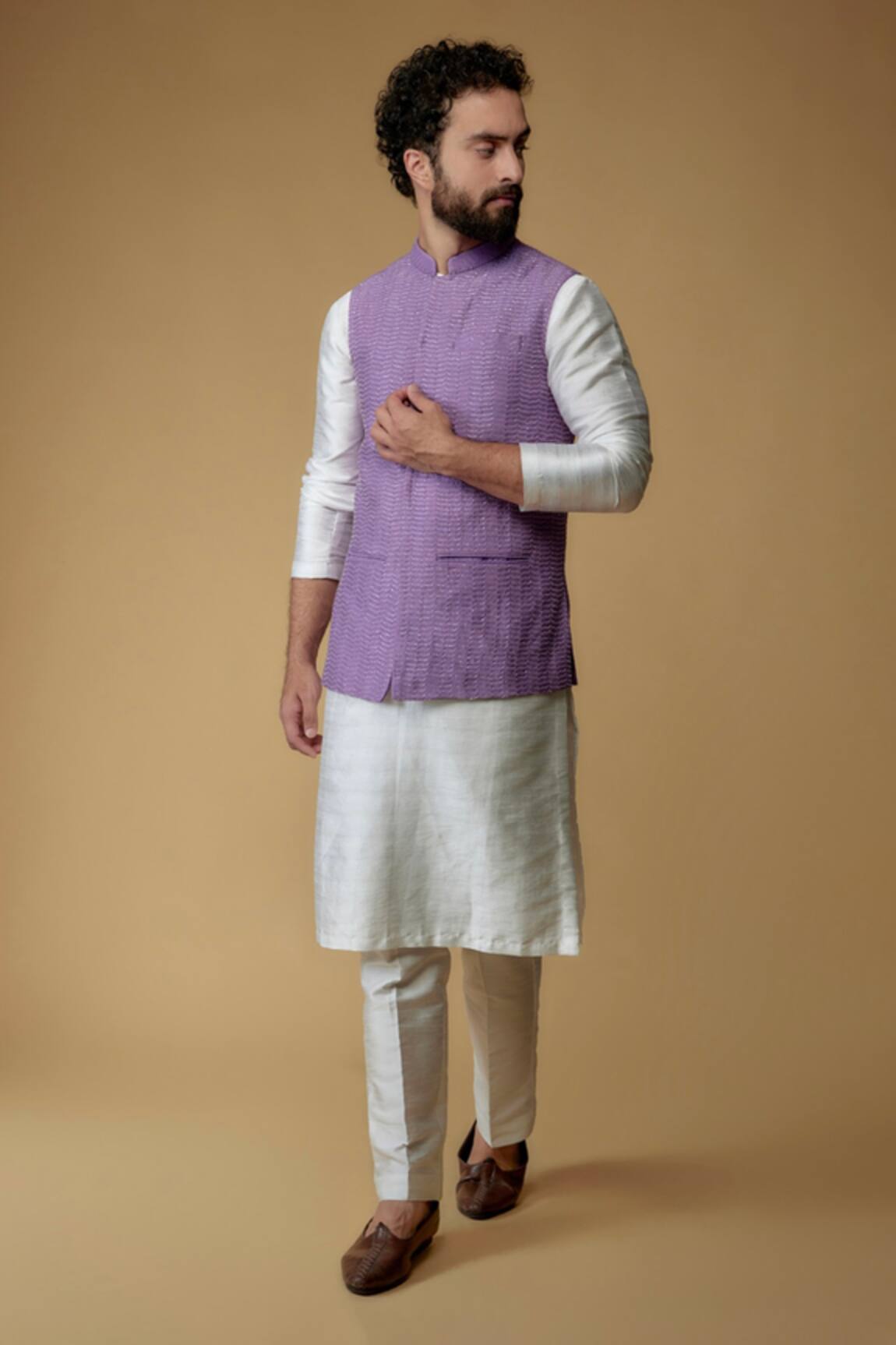 Ritambh By Rishi & Sachin Designer Purple Nehru Jacket 