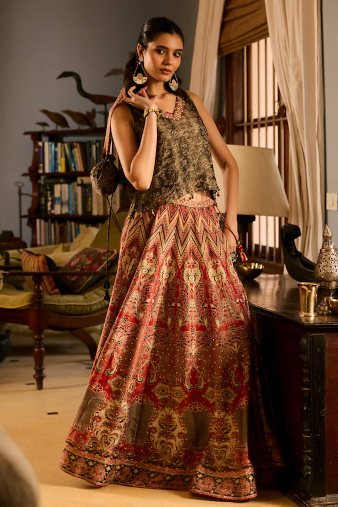 Saundh Printed Fusion Lehenga & Blouse Set 