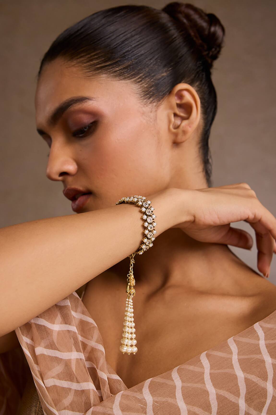 Tarun Tahiliani Zircon Silver Bangle 