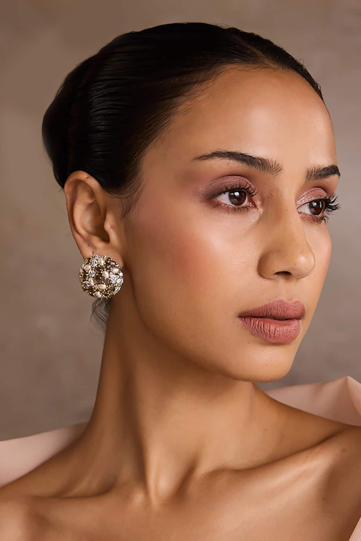 Tarun Tahiliani Pearl Embellished Silver Studs 