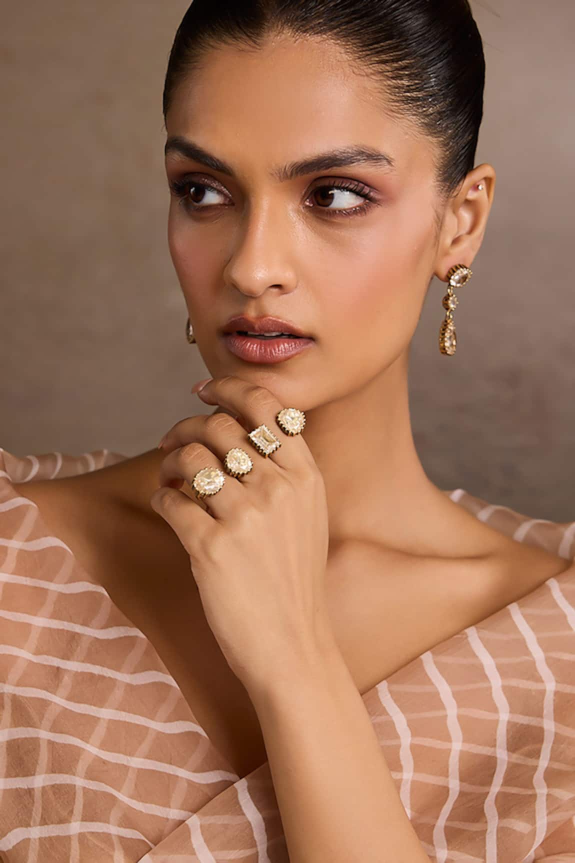 Tarun Tahiliani Open Zircon Silver Ring 