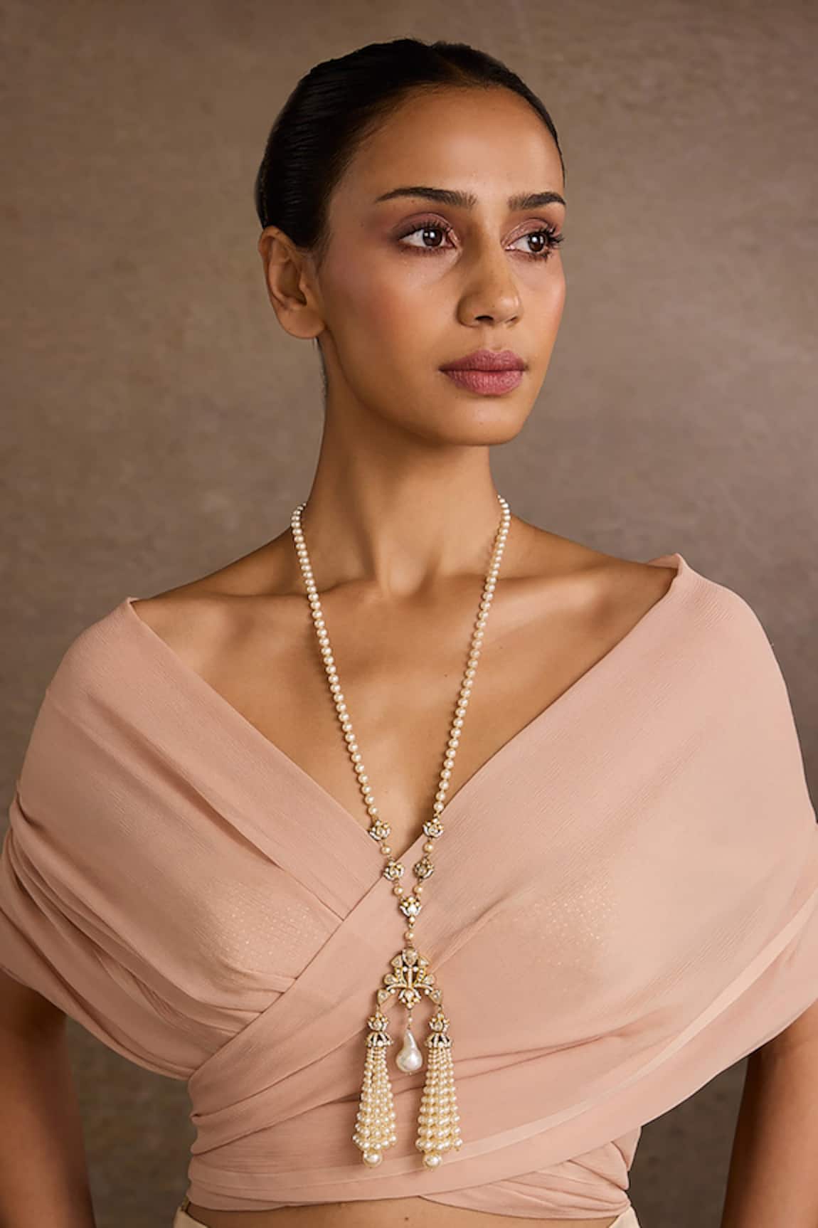 Tarun Tahiliani Tassel Silver Pendant Necklace 