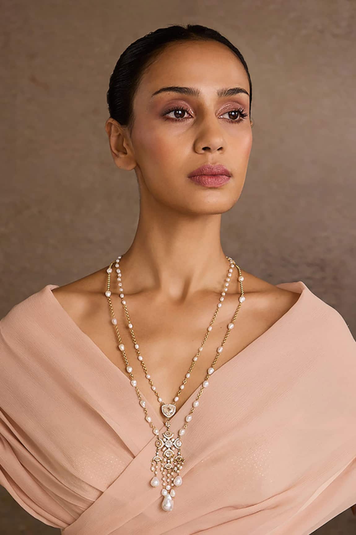 Tarun Tahiliani Zircon Silver Pendant Necklace 