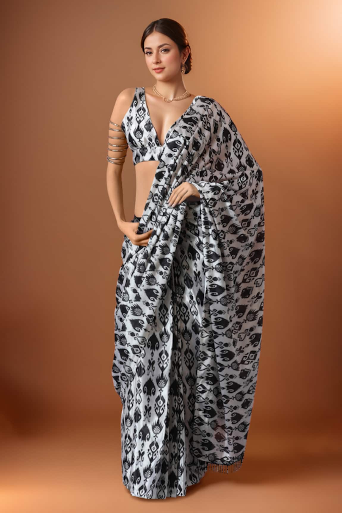 Samyukta Singhania Printed Pre-Draped Saree Set 