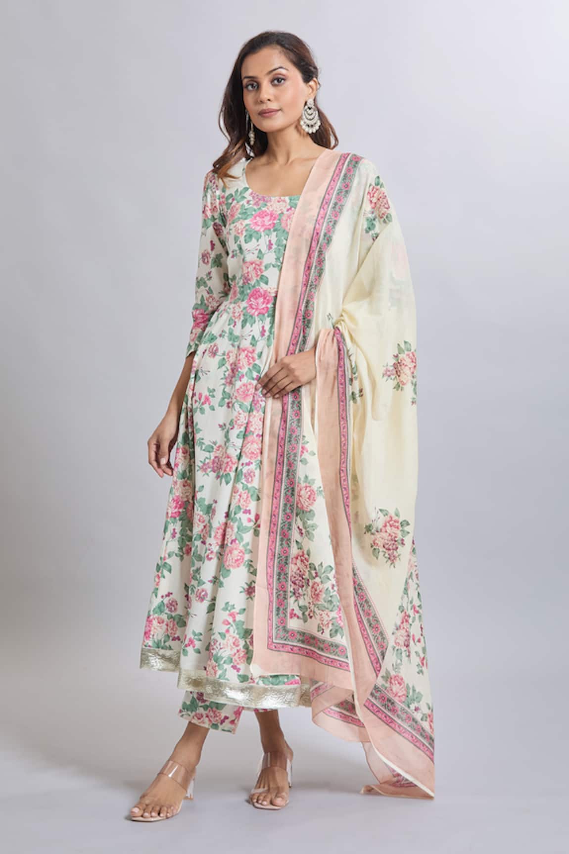 Samyukta Singhania Floral Anarkali Suit Set 
