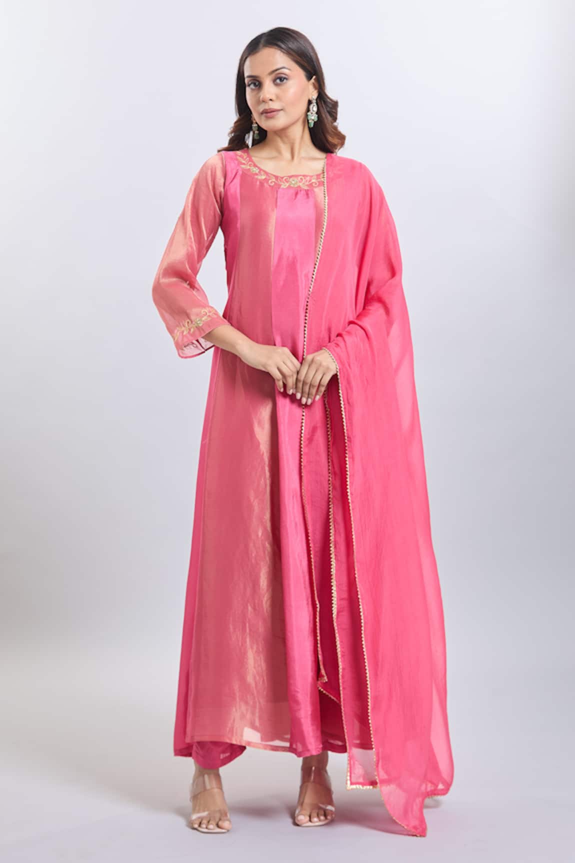 Samyukta Singhania Pink Upada Silk Anarkali Set