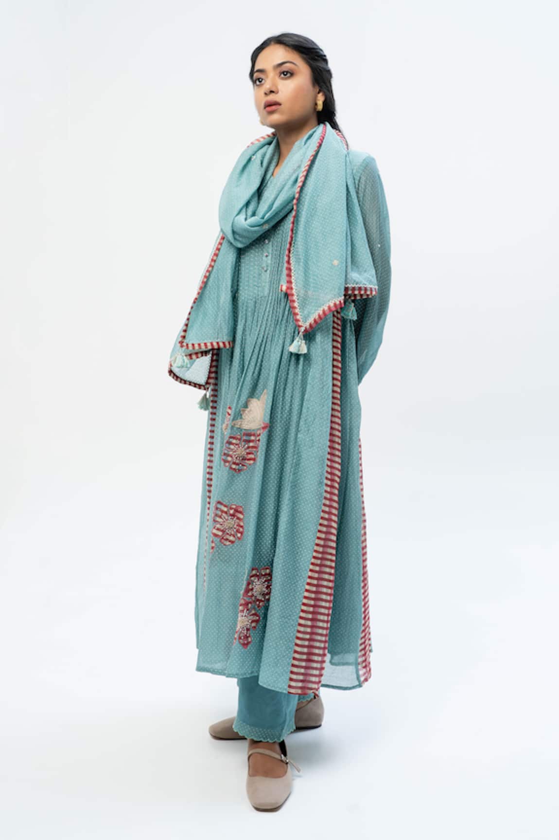Pants and Pajamas Chanderi Printed Kurta Set 