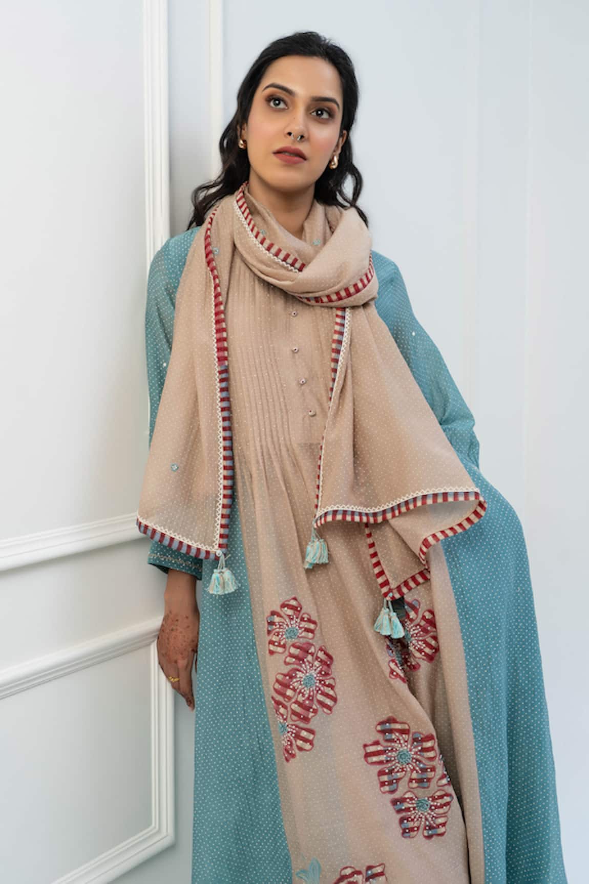 Pants and Pajamas Chanderi Embroidered Stole 