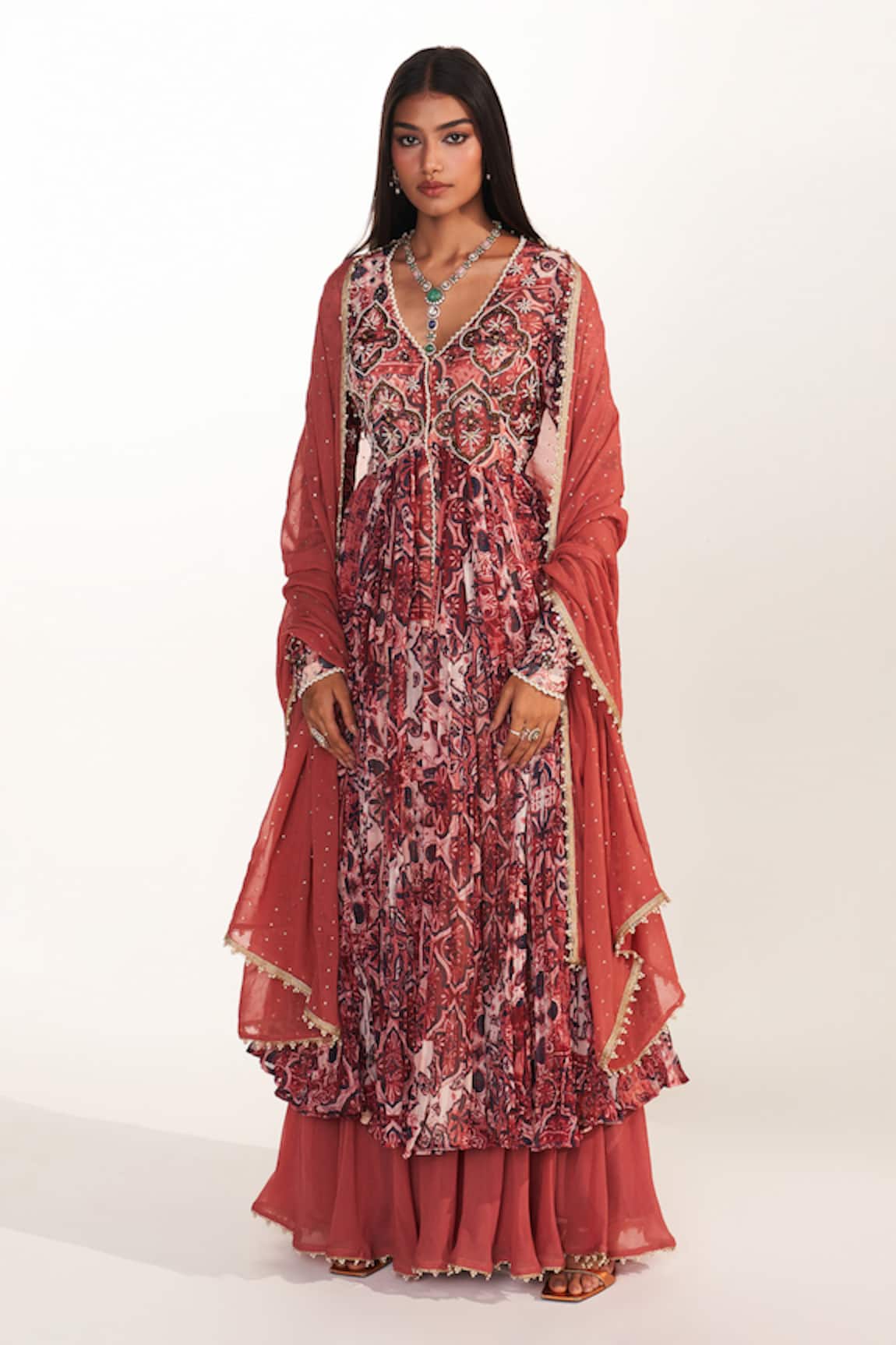 Mustard Moon by Neyha and Vrinda Zahra Rose Anarkali Set 