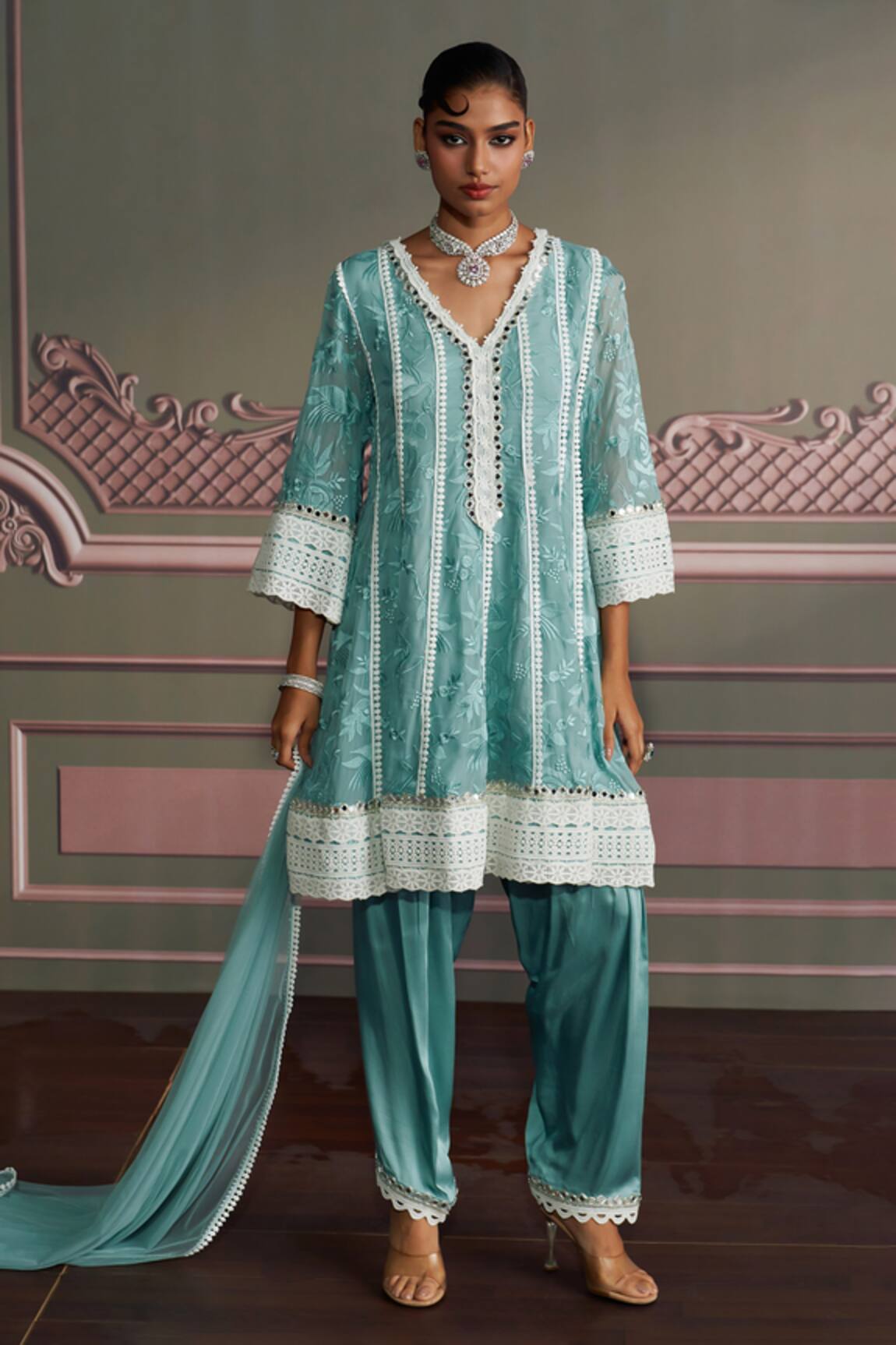 Mustard Moon by Neyha and Vrinda Freshwater Blue Kurta Set 