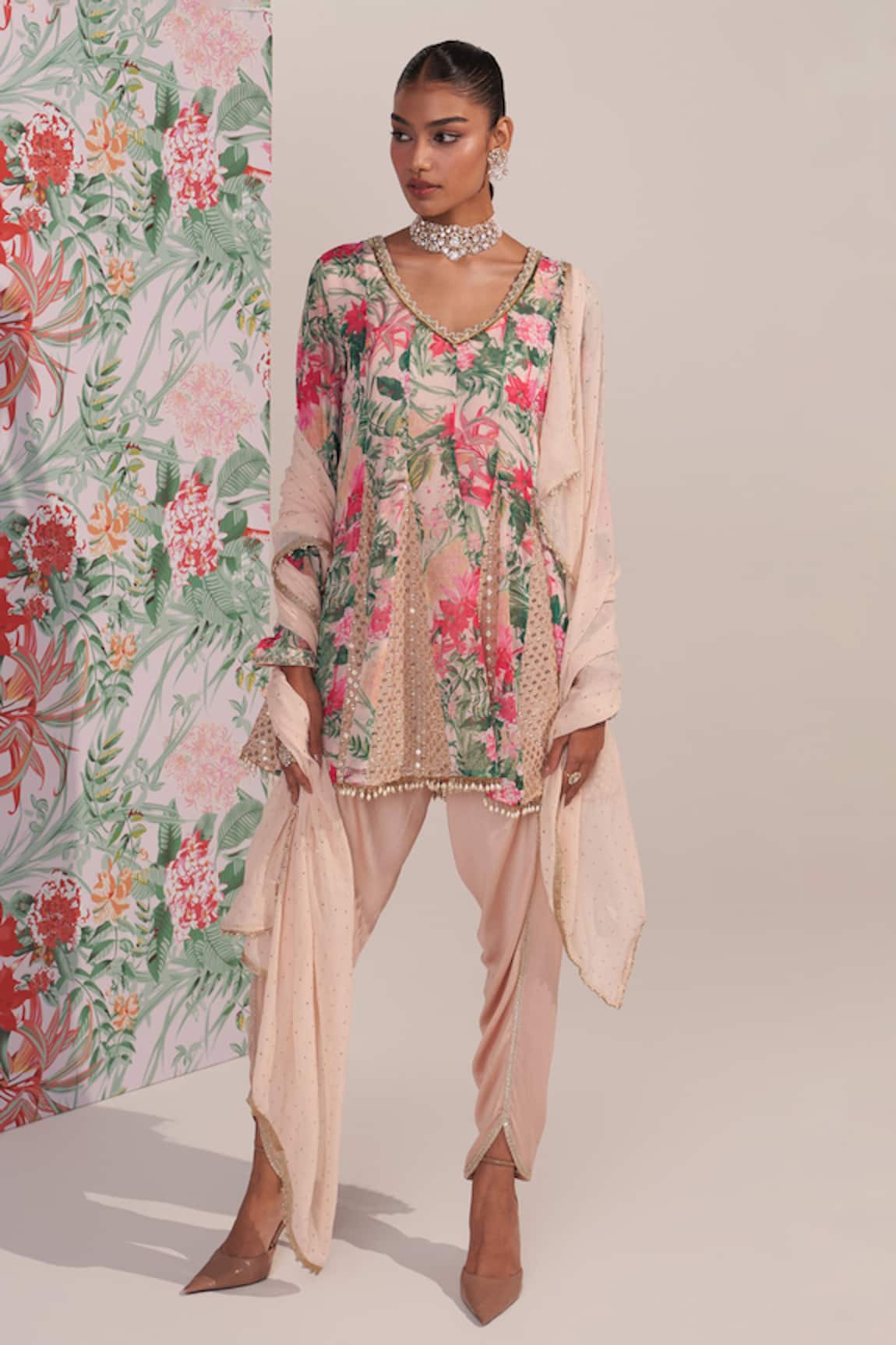 Mustard Moon by Neyha and Vrinda Floral Georgette Kurta Set 