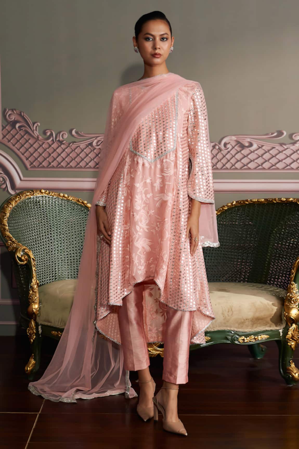 Mustard Moon by Neyha and Vrinda Rhea Rose Pink Kurta Set 