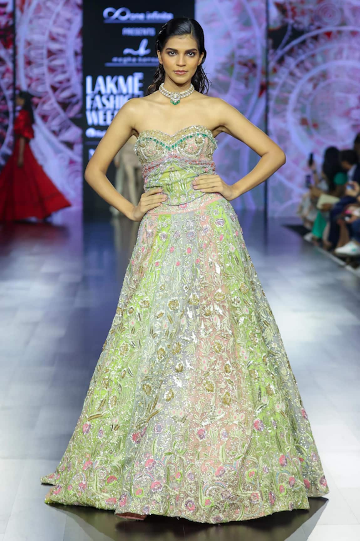 Megha Bansal Satrangi Embroidered Lehenga With Corset 