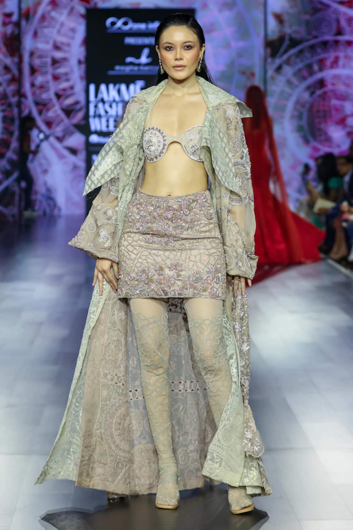 Megha Bansal Rose Gold Beckham Fusion Skirt Set 