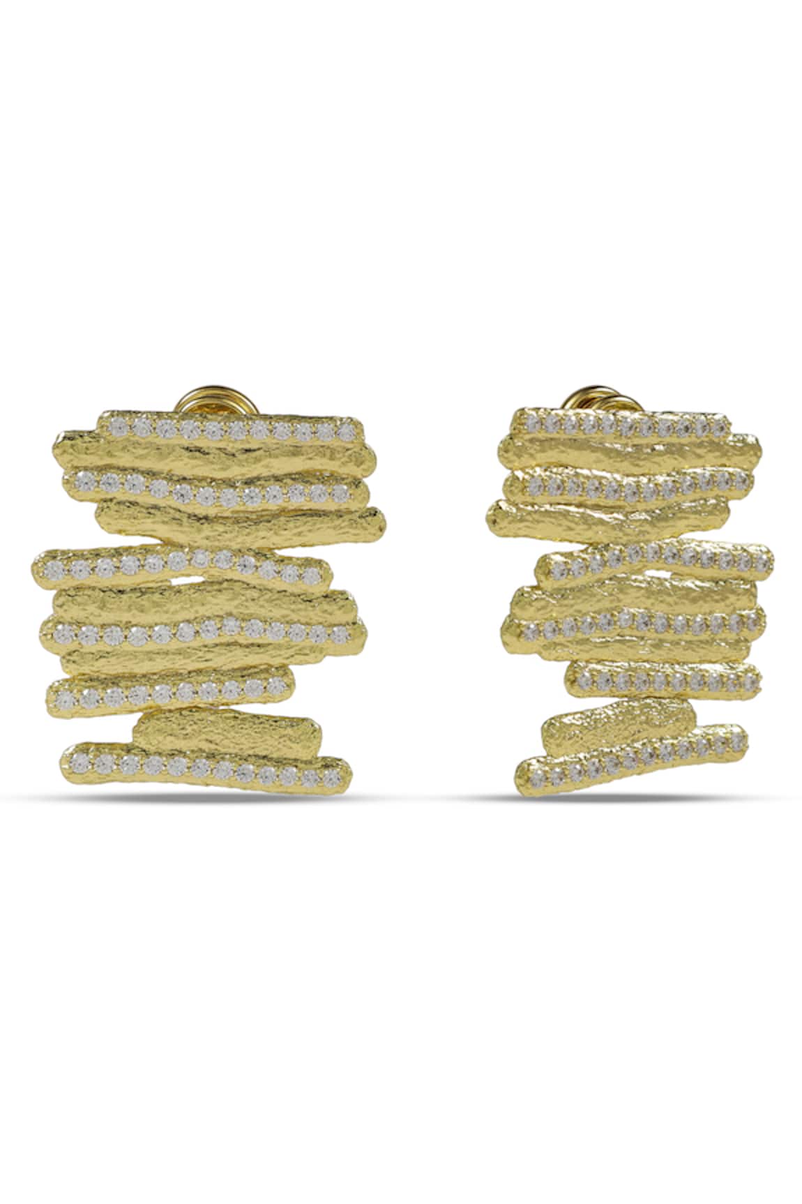 Arvino Golden Net Statement Earrings