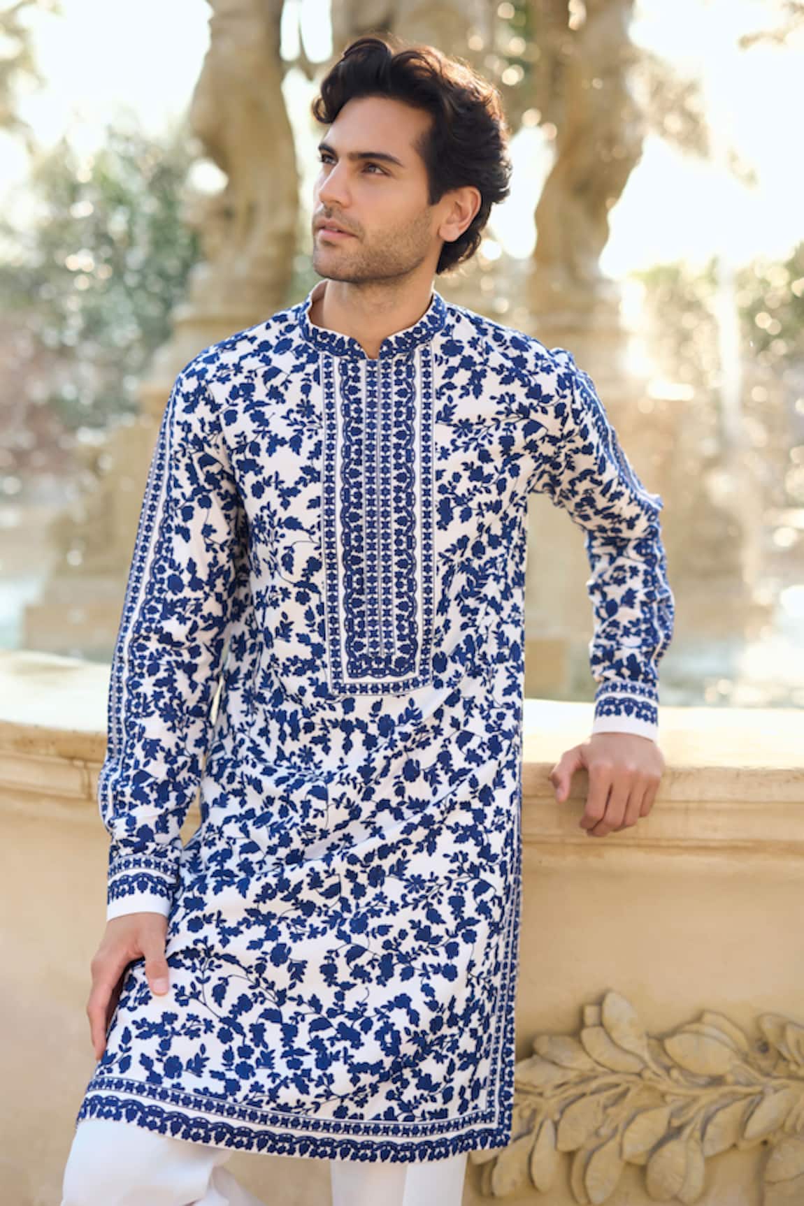 Seema Gujral Embroidered Ivory Silk Kurta Set 