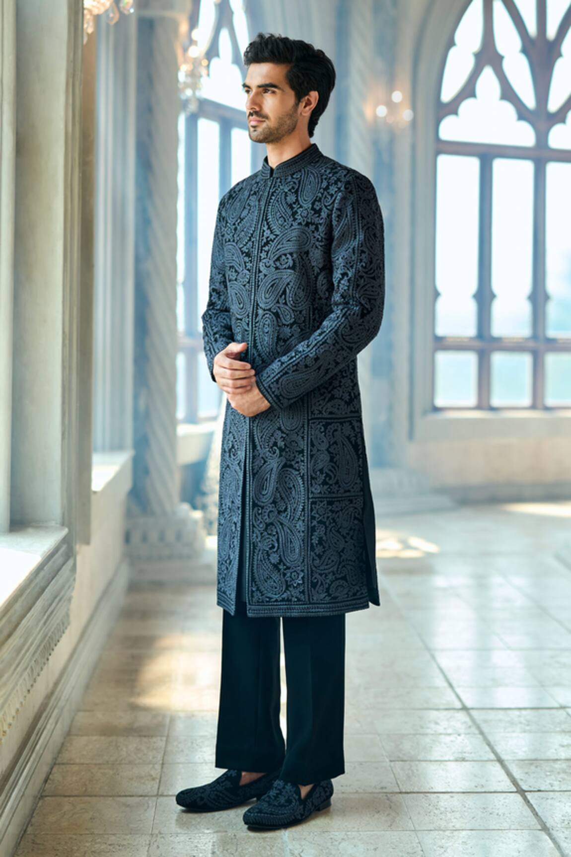 Seema Gujral Black Designer Sherwani Set 
