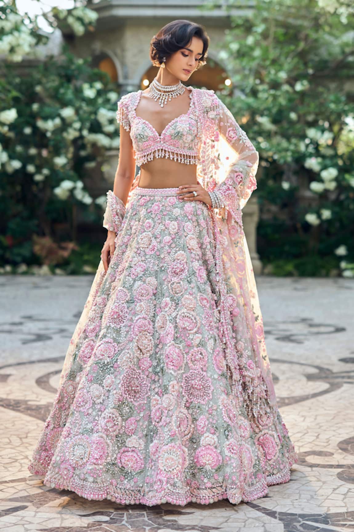 Seema Gujral Floral Multi Color Lehenga Set 