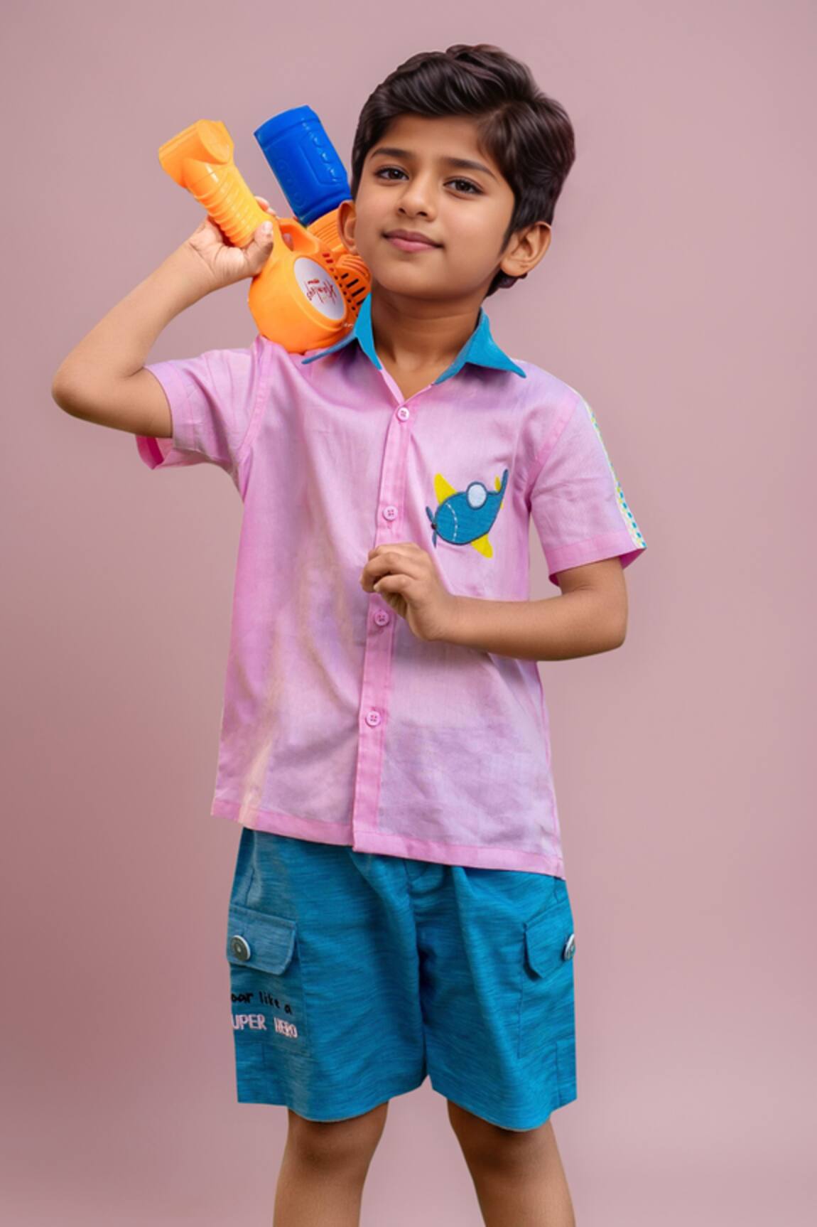 Arihant Rai Sinha Pink Shirt & Blue Shorts Set 