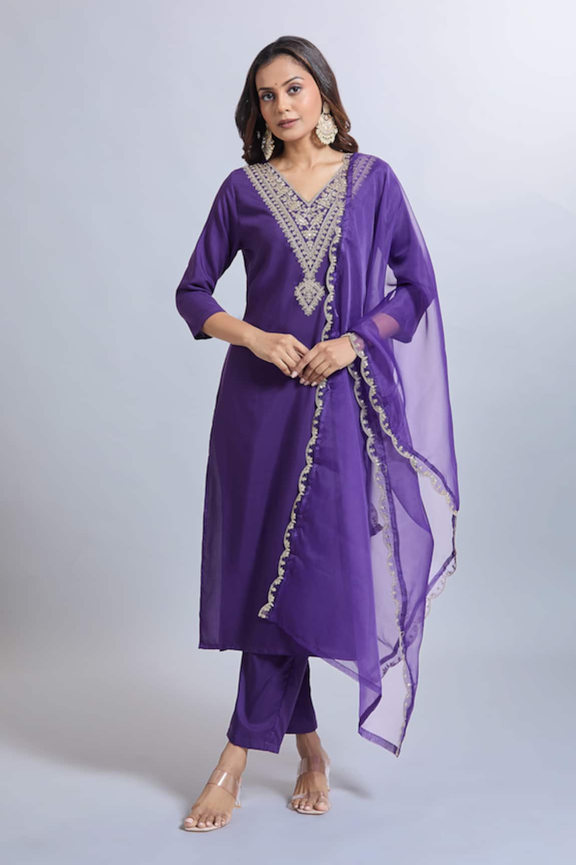 Samyukta Singhania Embroidered Purple Kurta Set