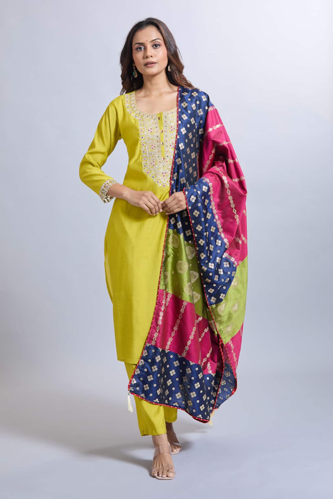 Samyukta Singhania Lemon Embroidered Kurta Set 