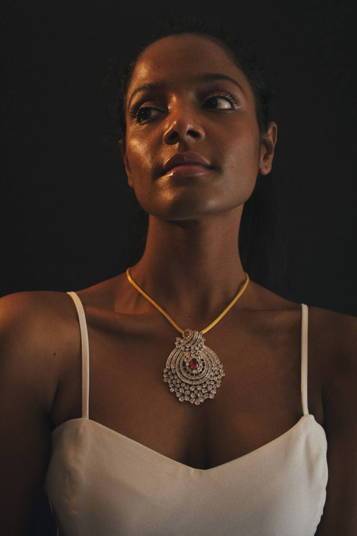Studio6 Jewels Gold Zircon & Red Stone Jewellery Set 