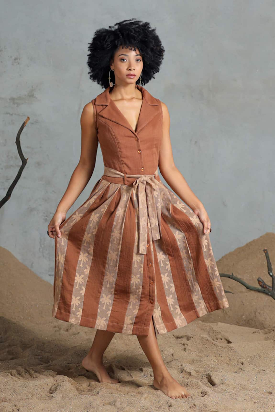 Coeur Brown Organic Cotton Midi Dress 