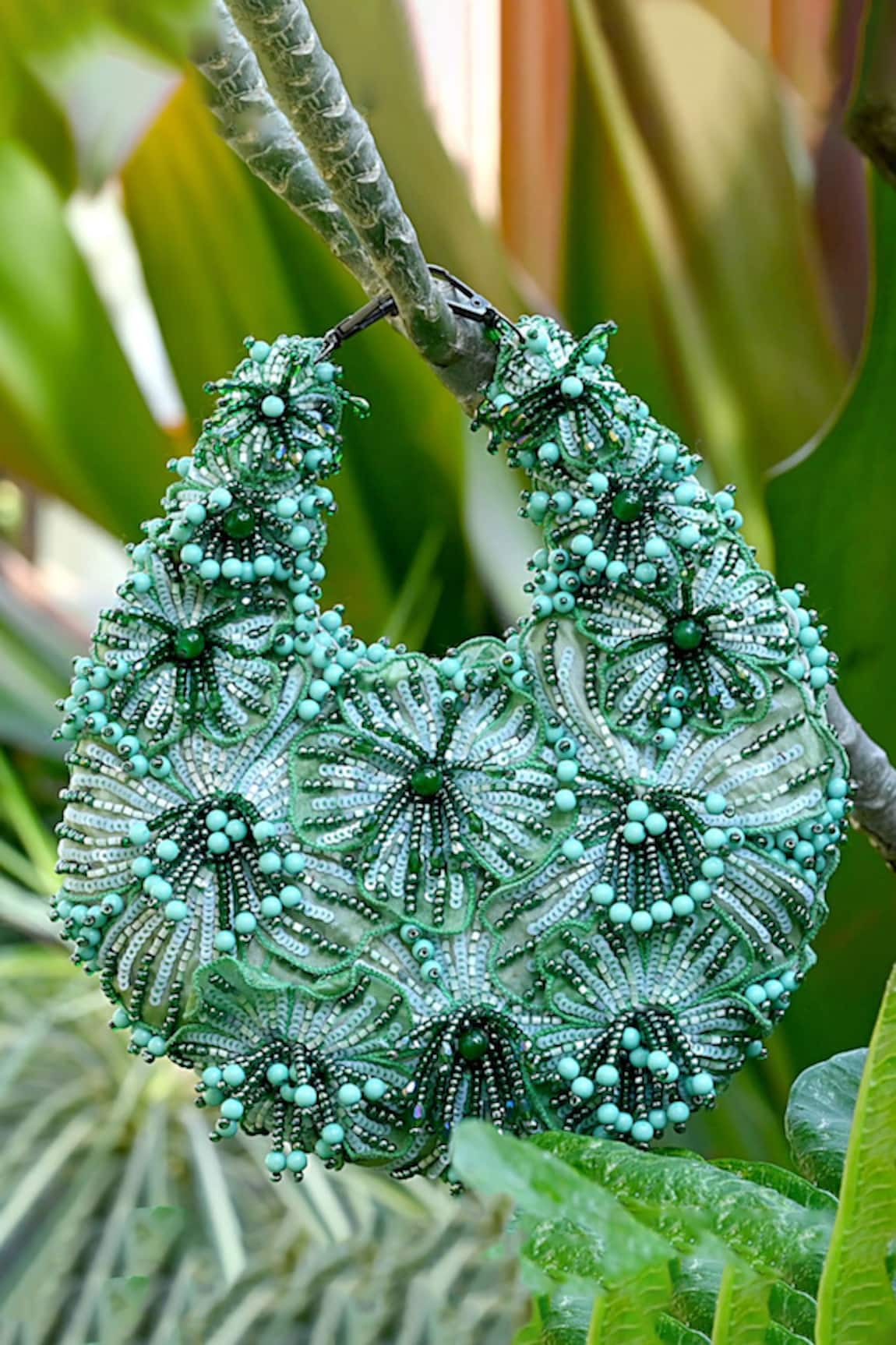 Clutch'D Beaded Green Handbag 