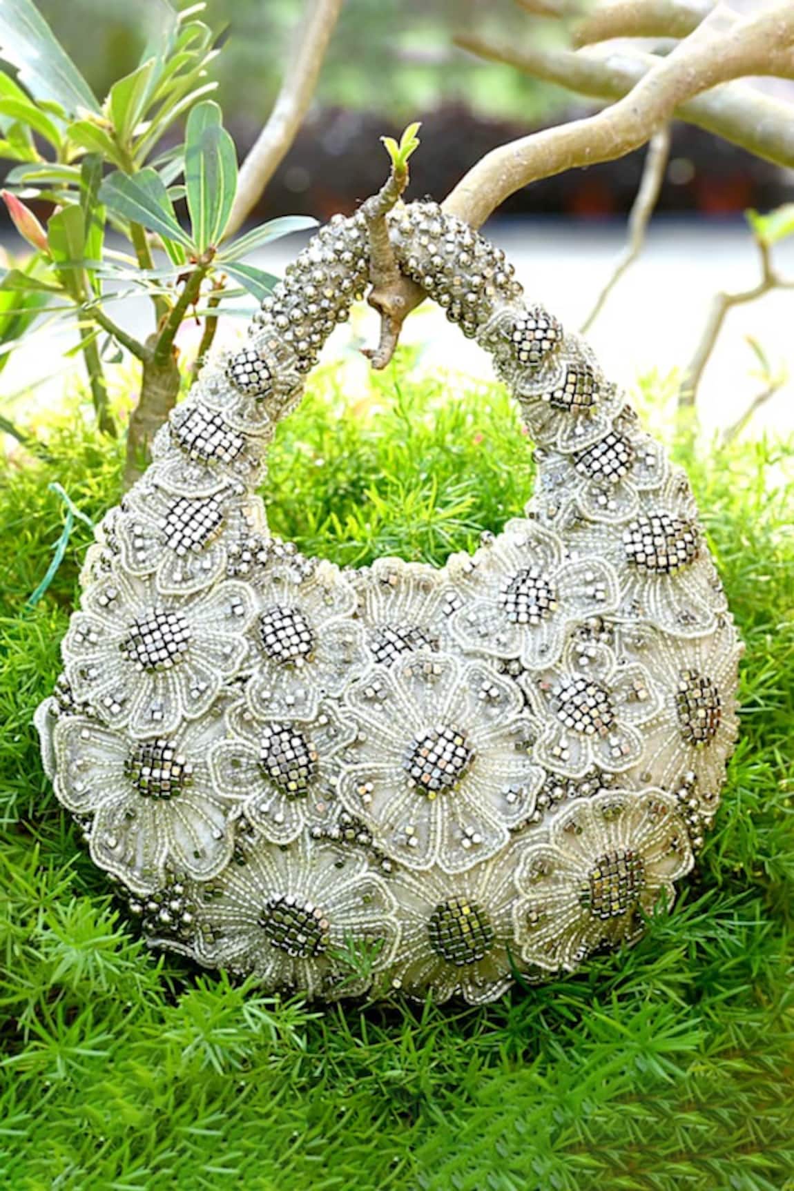 Clutch'D Floral Beaded Designer Handbag 