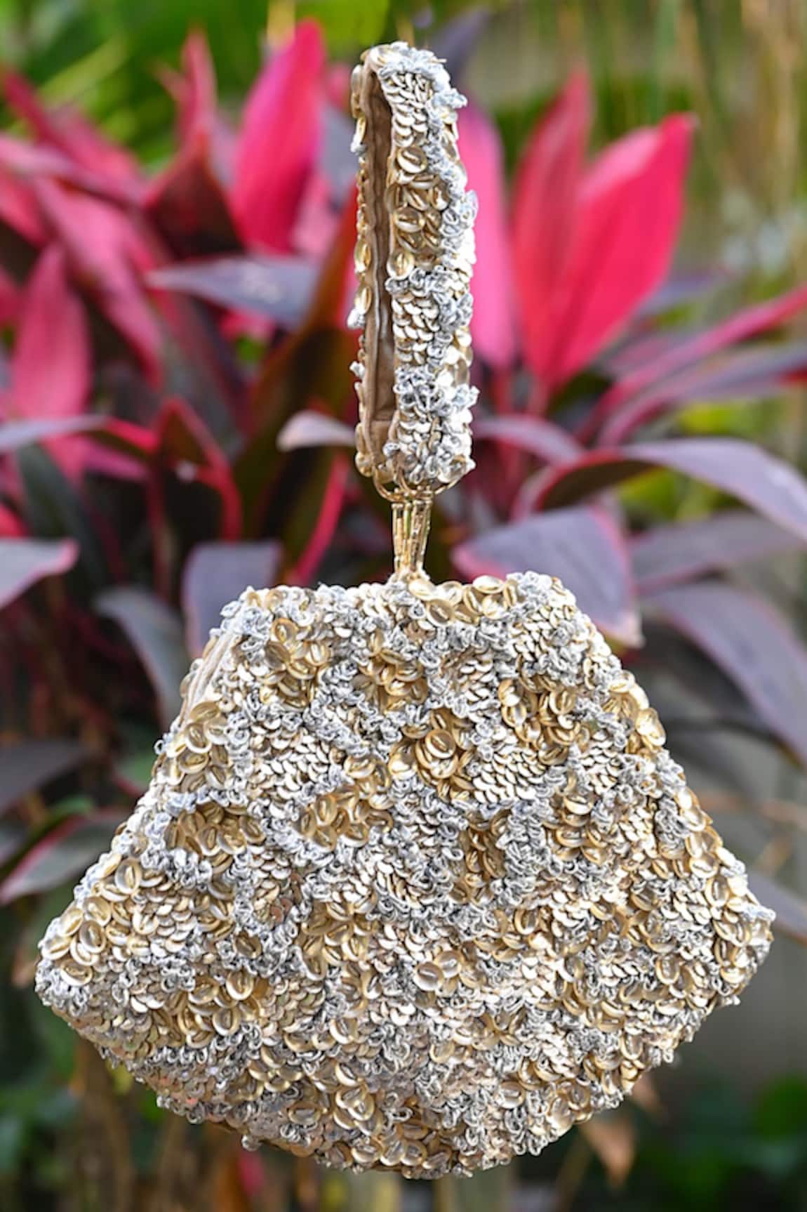 Clutch'D Gold & Silver Gota Embellished Handbag 