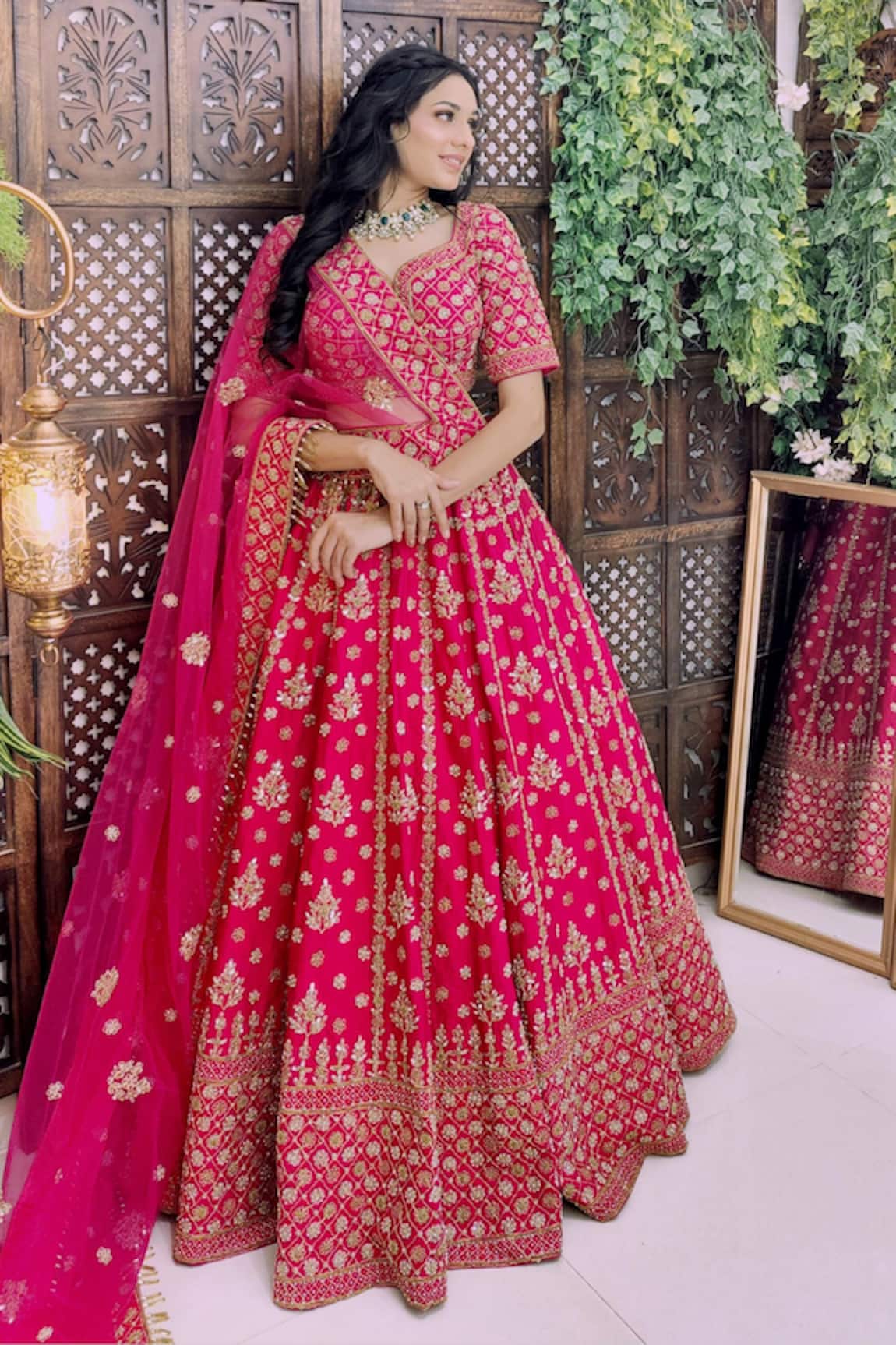 Amaltas Couture Pink Embroidered Bridal Lehenga Set 